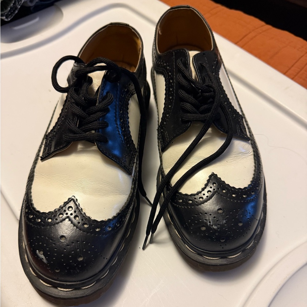Black and White Dr Marten Wingtip Oxford Shoes Doc Marten